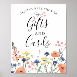 Wildflower watercolor floral baby Gifts Cards Sign