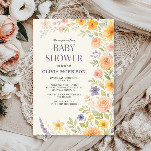 Wildflower Watercolor Floral Baby Shower Invitation