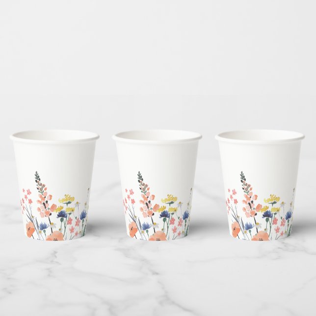 Wildflower watercolor floral baby shower paper cup (Multi)