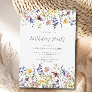 Wildflower Watercolor Floral Birthday Invitation