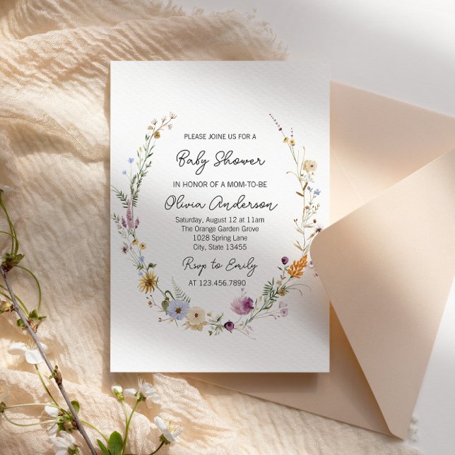Wildflower Watercolor Floral Boho Baby Shower Invitation (Creator Uploaded)