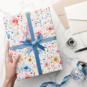 Wildflower Watercolor Floral Boho Elegant Botanics Wrapping Paper