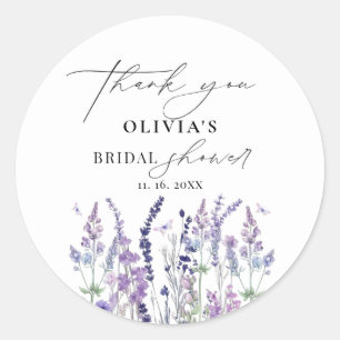  Wildflower Watercolor Floral Bridal Shower  Classic Round Sticker