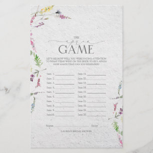 Wildflower Watercolor Floral Bridal Shower Game