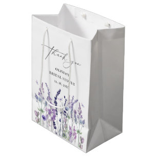  Wildflower Watercolor Floral Bridal Shower  Medium Gift Bag