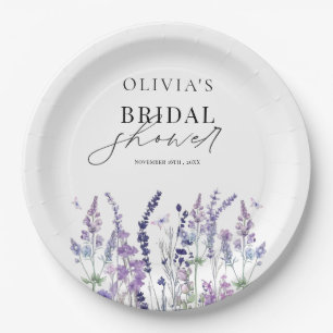  Wildflower Watercolor Floral Bridal Shower  Paper Plate