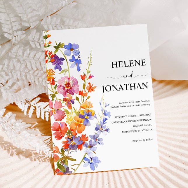 Wildflower Watercolor Floral Elegant Wedding Invitation (Wildflower Watercolor Floral Elegant Wedding Invitation)