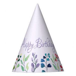 Wildflower watercolor floral first birthday party hat