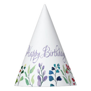Wildflower watercolor floral first birthday party hat