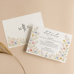Wildflower Watercolor Floral Garden Wedding Detail Enclosure Card