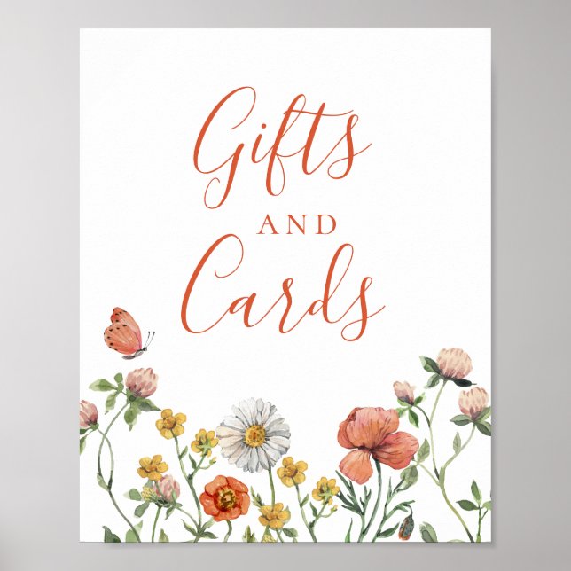 Wildflower watercolor floral Gifts Cards Sign (Front)