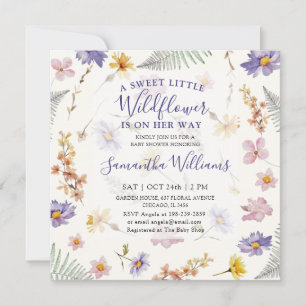 Wildflower Watercolor Floral Girl Baby Shower Invitation