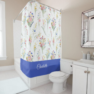  Wildflower Watercolor Floral Pattern Shower Curtain