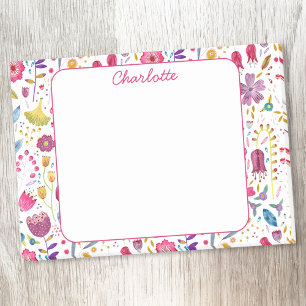 Wildflower Watercolor Floral Personalized Post-it Notes