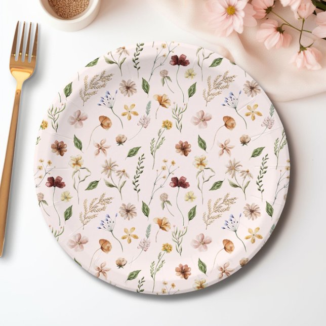 Wildflower Watercolor Floral Spring Baby Shower Paper Plate (Wildflower Watercolor Floral Spring Baby Shower Paper Plates)