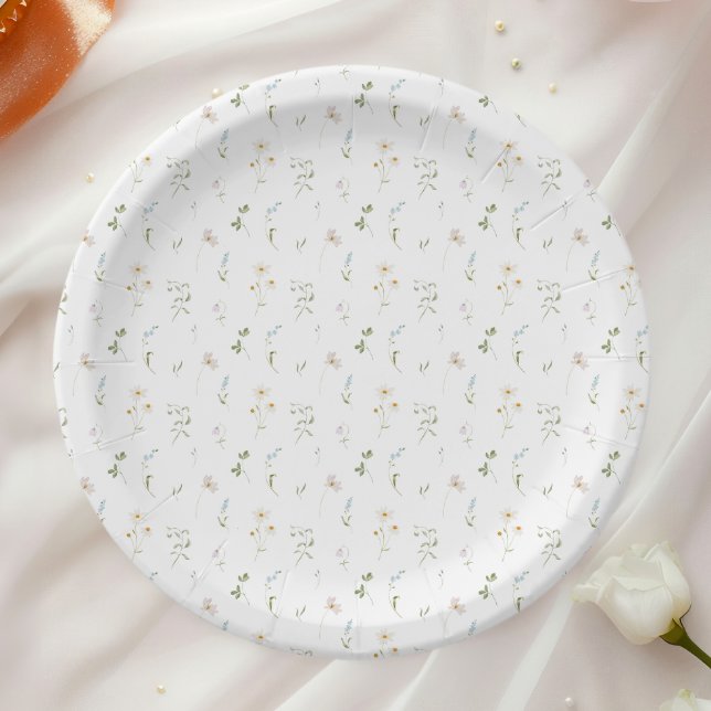Wildflower Watercolor Floral Spring Summer Paper Plate (Creator Uploaded)