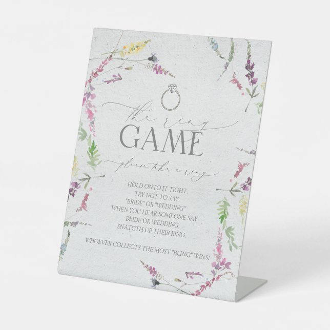 Wildflower Watercolor Floral The Ring Game Pedestal Sign (Front)