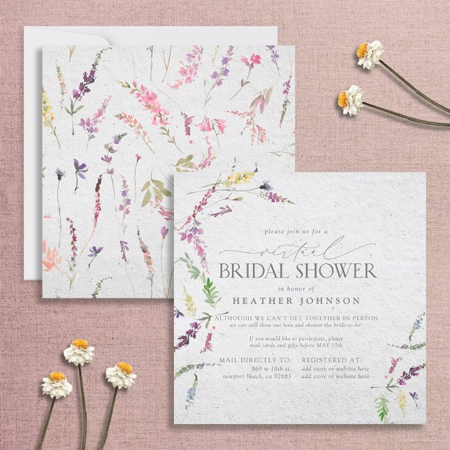 Wildflower Watercolor Floral Virtual Shower Invitation (Creator Uploaded)