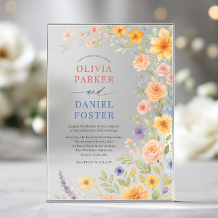 Wildflower Watercolor Floral Wedding Acrylic Invitations