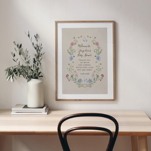 Wildflower Watercolor Floral Welcome Baby Shower Poster (Creator Uploaded)