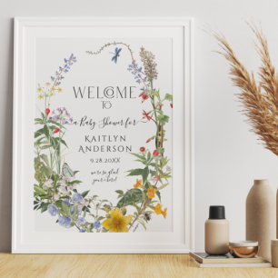 Wildflower Watercolor Floral Welcome Baby Shower Poster