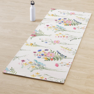 Wildflower Watercolor Floral Yoga Mat