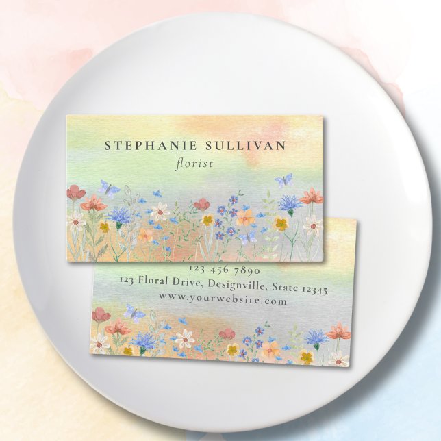Wildflower Watercolor Florist Business Card (Creator Uploaded)