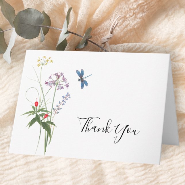 Wildflower Watercolor Flowers Bridal Thank You  Card (Creator Uploaded)