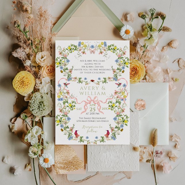 Wildflower Watercolor Garden Elegant Wedding Invitation (Creator Uploaded)