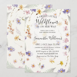 Wildflower Watercolor Girl Floral Baby Shower Invitation