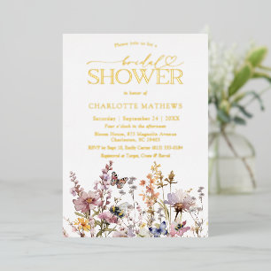 Wildflower Watercolor & Gold Type Bridal Shower