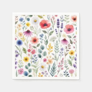 Wildflower Watercolor Meadow Botanical Floral Napkin