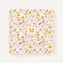 Wildflower Watercolor Monogram Notebook Journal