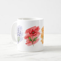 Wildflower Watercolor Mug |  4 Botanical Flowers
