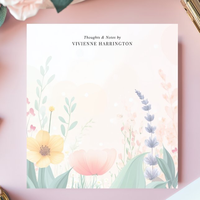 Wildflower Watercolor Pastel Personalised Notepad (Creator Uploaded)