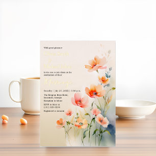 Wildflower Watercolor Real foil Wedding Invite