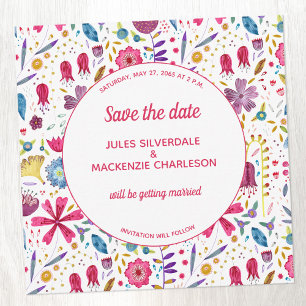 Wildflower Watercolor Save the Date Invitation