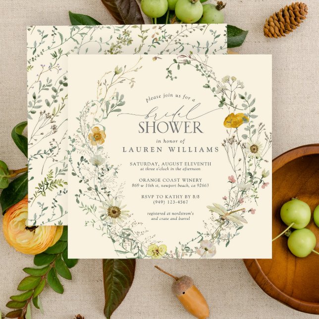 Wildflower Watercolor Summer Fall Bridal Shower Invitation (Bridal Shower Invitation)