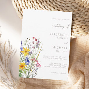 Wildflower Watercolor Summer Wedding Invitation