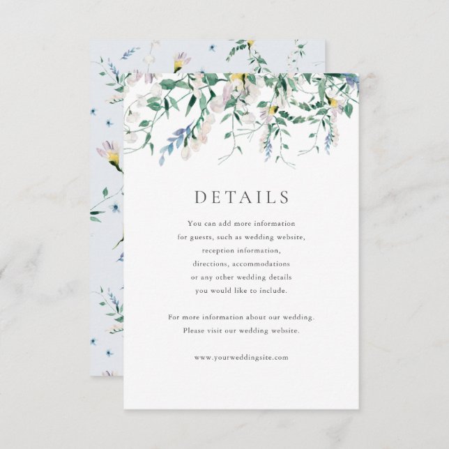 Wildflower Watercolor Wedding Details Card (Front/Back)
