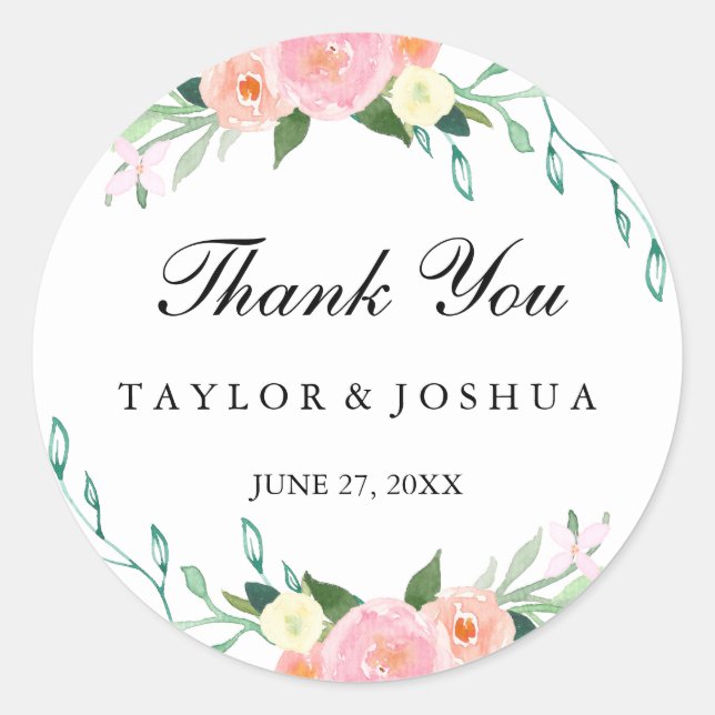 Wildflower Watercolor Wedding Sticker (Front)