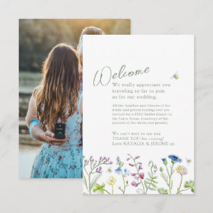 Wildflower watercolor wedding welcome thank you  enclosure card