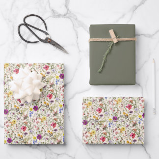 Wildflower Watercolor Wrapping Paper Sheet