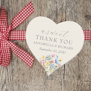Wildflower Wedding A Sweet Thank You Heart Sticker