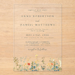 Wildflower Wedding Acrylic Invitations