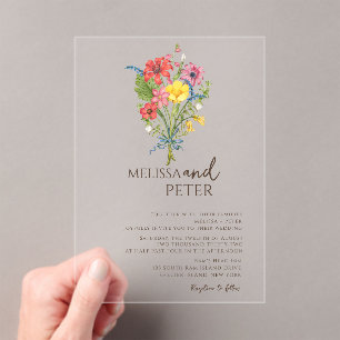 Wildflower Wedding Acrylic Invitations