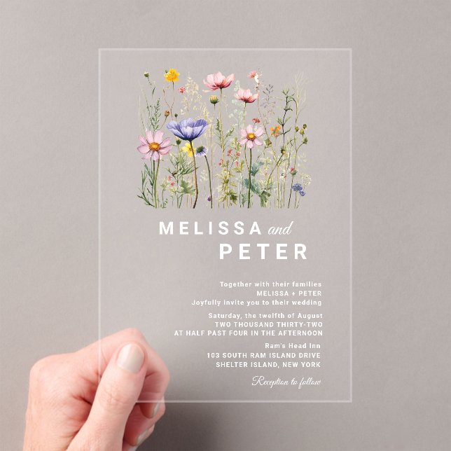  Wildflower Wedding  Acrylic Invitations (Insitu (Handheld))