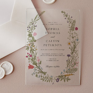 Wildflower Wedding Acrylic Invitations
