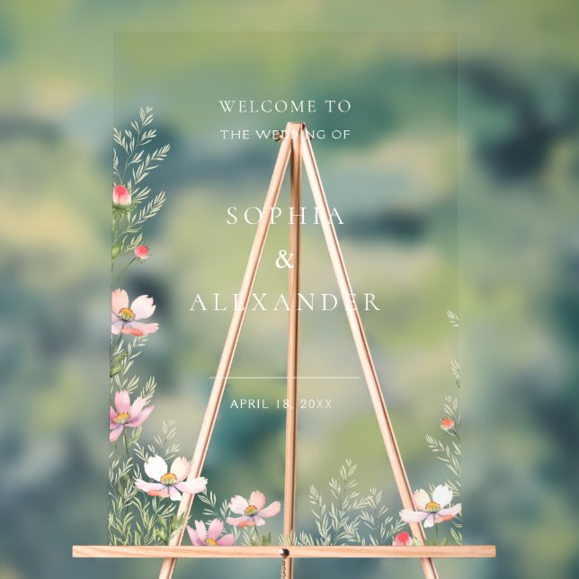 Wildflower Wedding Acrylic Sign Welcome. (Neutral)