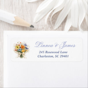 Wildflower Wedding Address Label Elegant Minimal